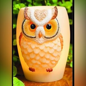 Ibis and Orchid, Owl Night Lamp, NEW, #55028, hand painted, bonded marble